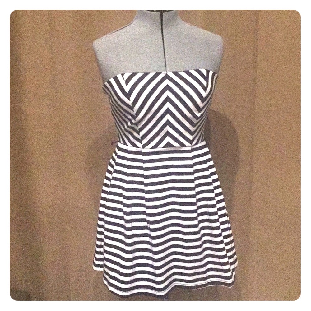 Navy striped day dress
